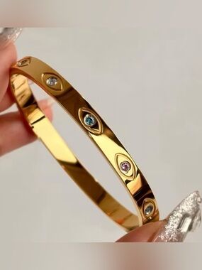 Gold-Tone Evil Eye Bangle Bracelet - Women's Jewelry